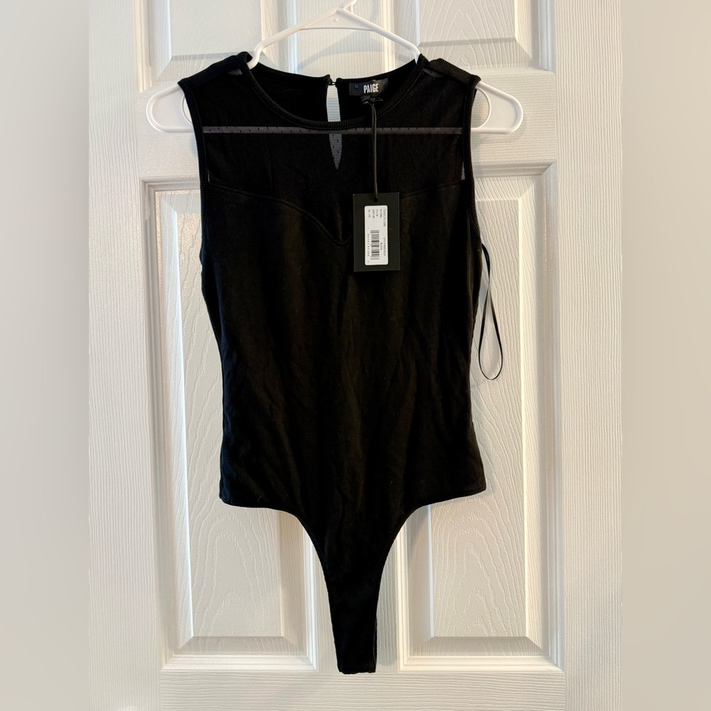 NEW! Paige Layla Black Mesh Bodysuit Size XS